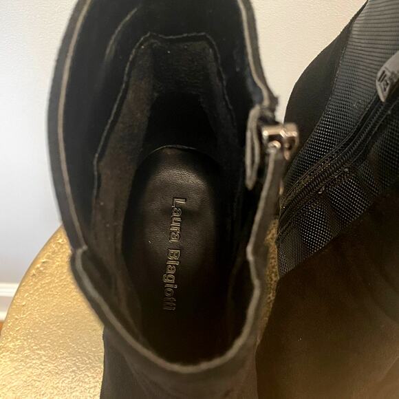 Laura Biagiotti Black Suede Platform Heels Boots | 38, US 7.5, 8 Stilleto Tassel - Picture 9 of 9